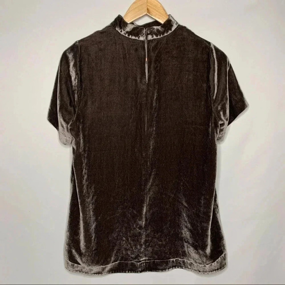 Madewell Short Sleeve Velvet Choker Top Size Small - Picture 7 of 10